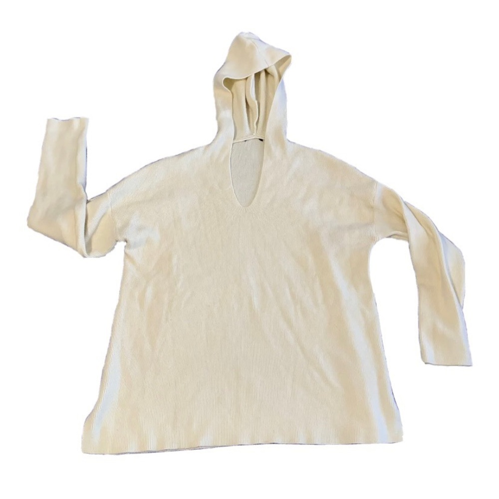 Cream Color Sweater Hoodie Oversized Soft Stretchy Cozy Womens Size M/L